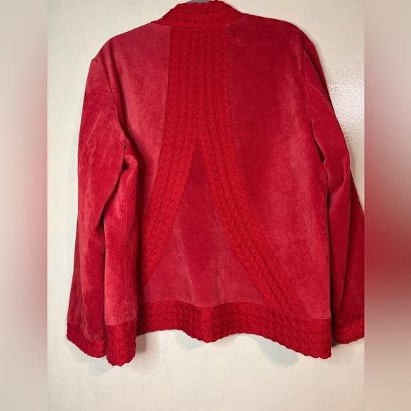 Cold water creek suede red blazer jacket XL leather red holidays Christmas - Picture 6 of 9